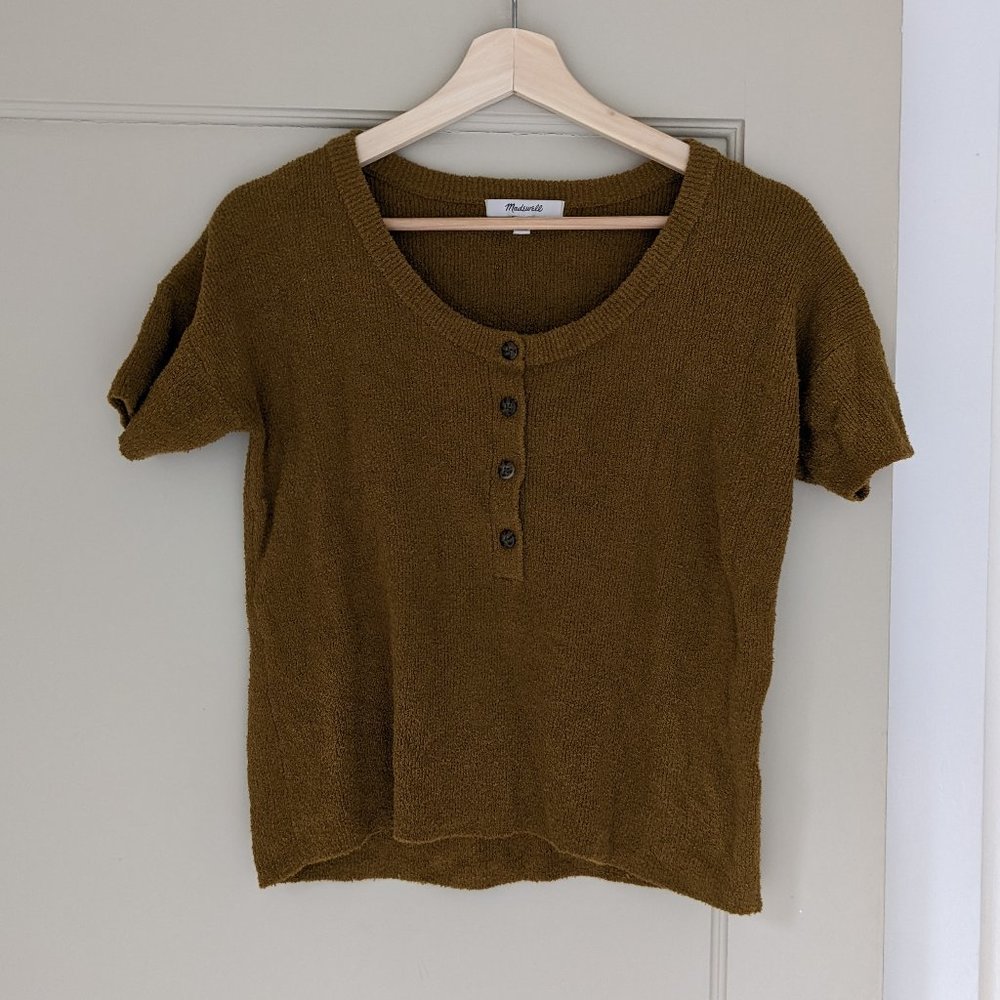 Madewell Textured Olive Top, Size XS